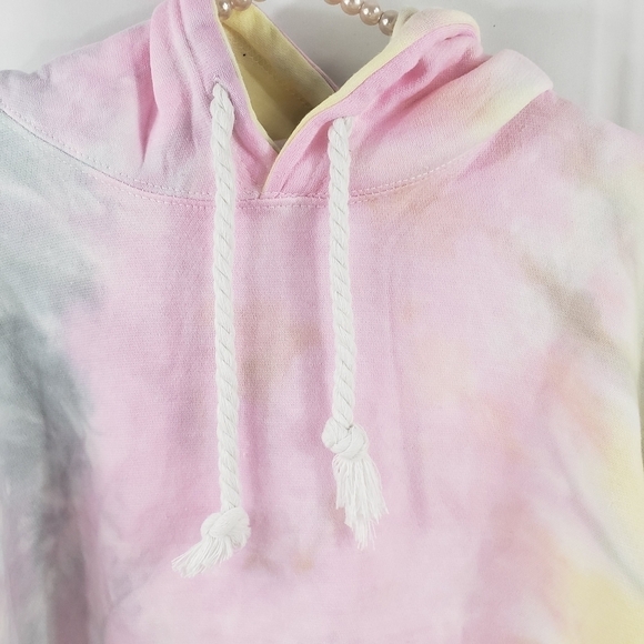 Dreamsicle Pastel Tie Dye Crop Hoodie Sweatshirt - Picture 4 of 8